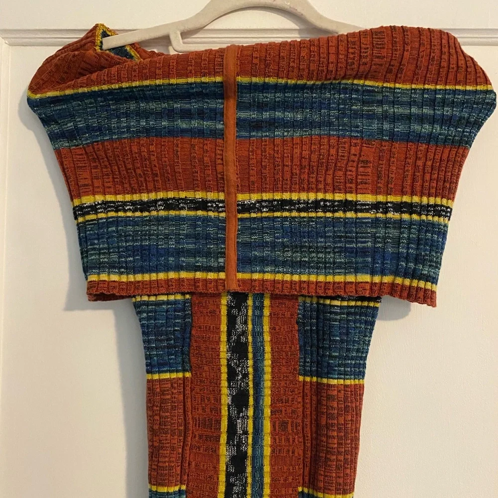 Free People Striped Carly Cowl Neck Ribbed Tank Top Sweater Orange Size Small